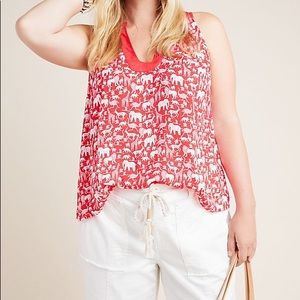 Red Sleeveless Safari Top from Anthropologie